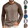 Herren Langarm Raglanärmel Farbblock T-Shirt Rundhalsausschnitt Normale Passform Lässiges Langarm Top für den Alltag