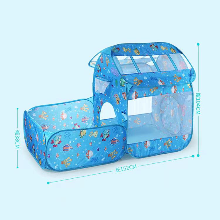 Extra Large 3-in-1 Kids' Tent with Crawl Tunnel and Basketball Pool (Indoor, Foldable)