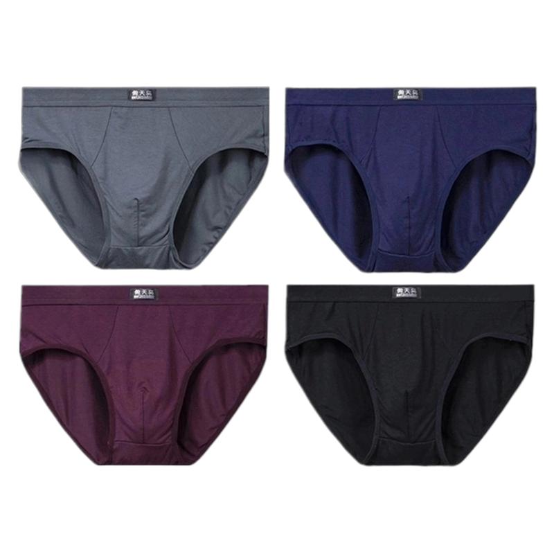 4 PCS Men's Briefs Mid‑Waist Soft Breathable Underwear Comfortable Male Underpants L XL XXL 3XL 4XL 5XL