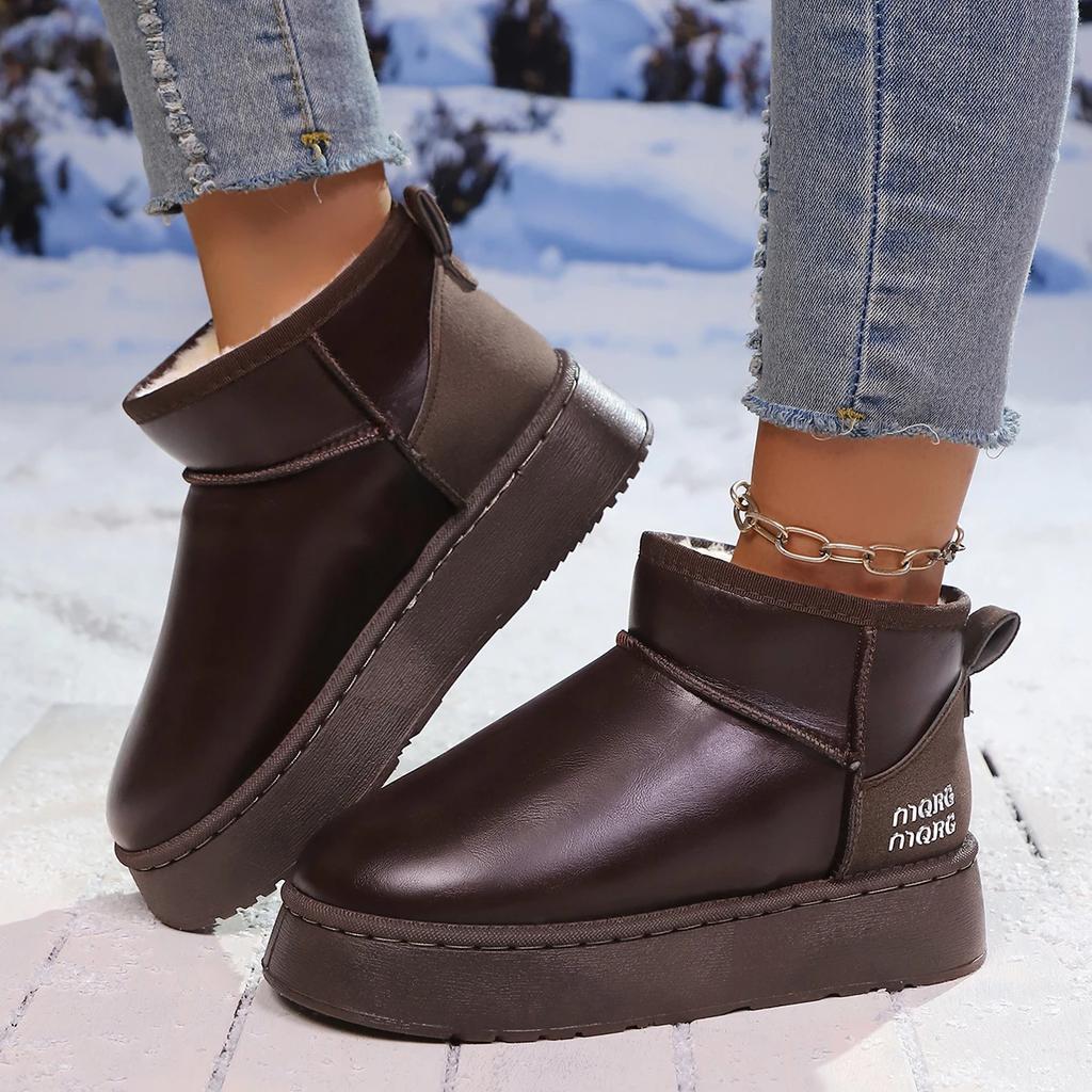 Fashion 2025 New Thick Plush Platform Snow Boots Women Winter Warm Fur Cotton Shoes Woman Faux Suede Slip-On Ankle Boots Padded Shoes