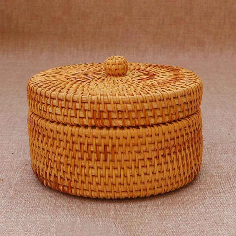 

Коробка для хранения ручной работы, плетеные корзины, корзина для пикника из ротанга, плетеная корзина для хранения, осенняя лоза, плетеная вручную корзина с крышкой