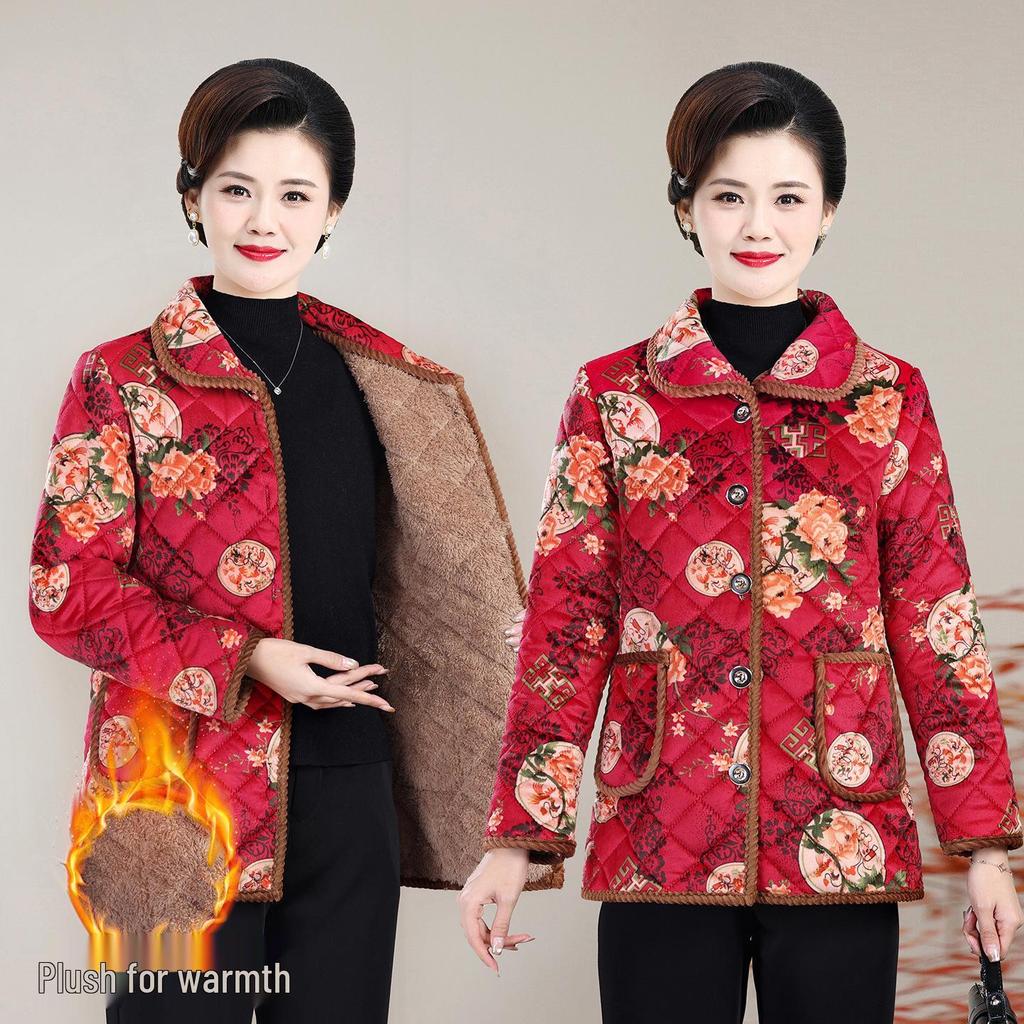 Women's Winter Cotton Jacket for Middle-Aged & Elderly - Plus Velvet Warm Coat