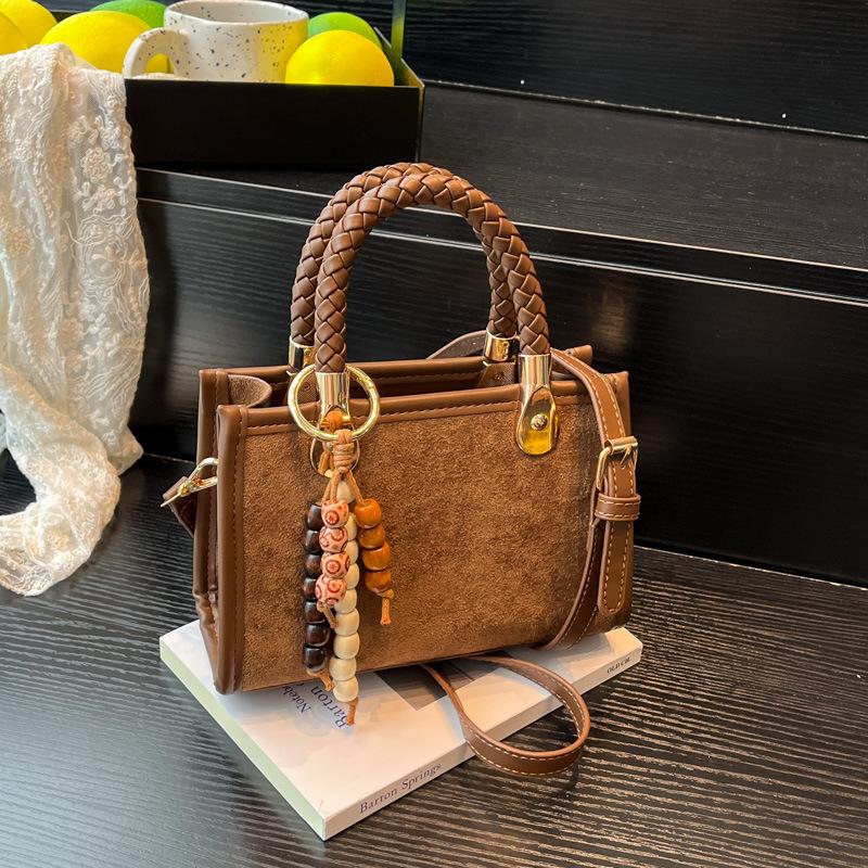 Leopard Print Hand Carry Small Bag Women's New Commuter Women's Bag Autumn and Winter Advanced Sense Single Shoulder Crossbody Small Square Bag