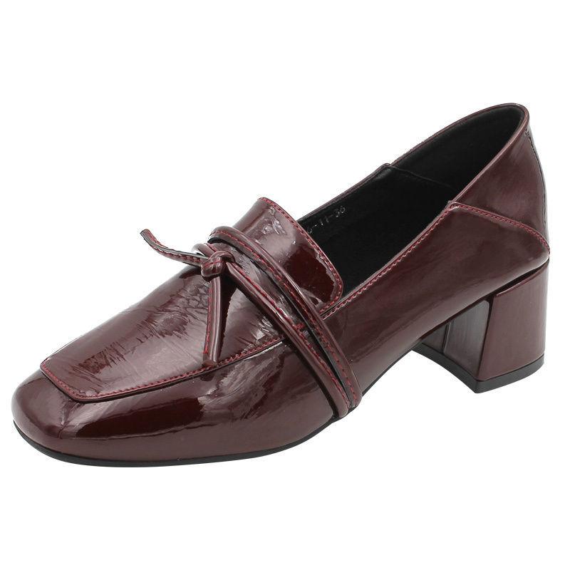 Small Leather Shoes Women's 2025 Spring New Retro Square Head Soft Leather Thick Heel Single Shoes High Heel Women's Shoes British Style Loafers