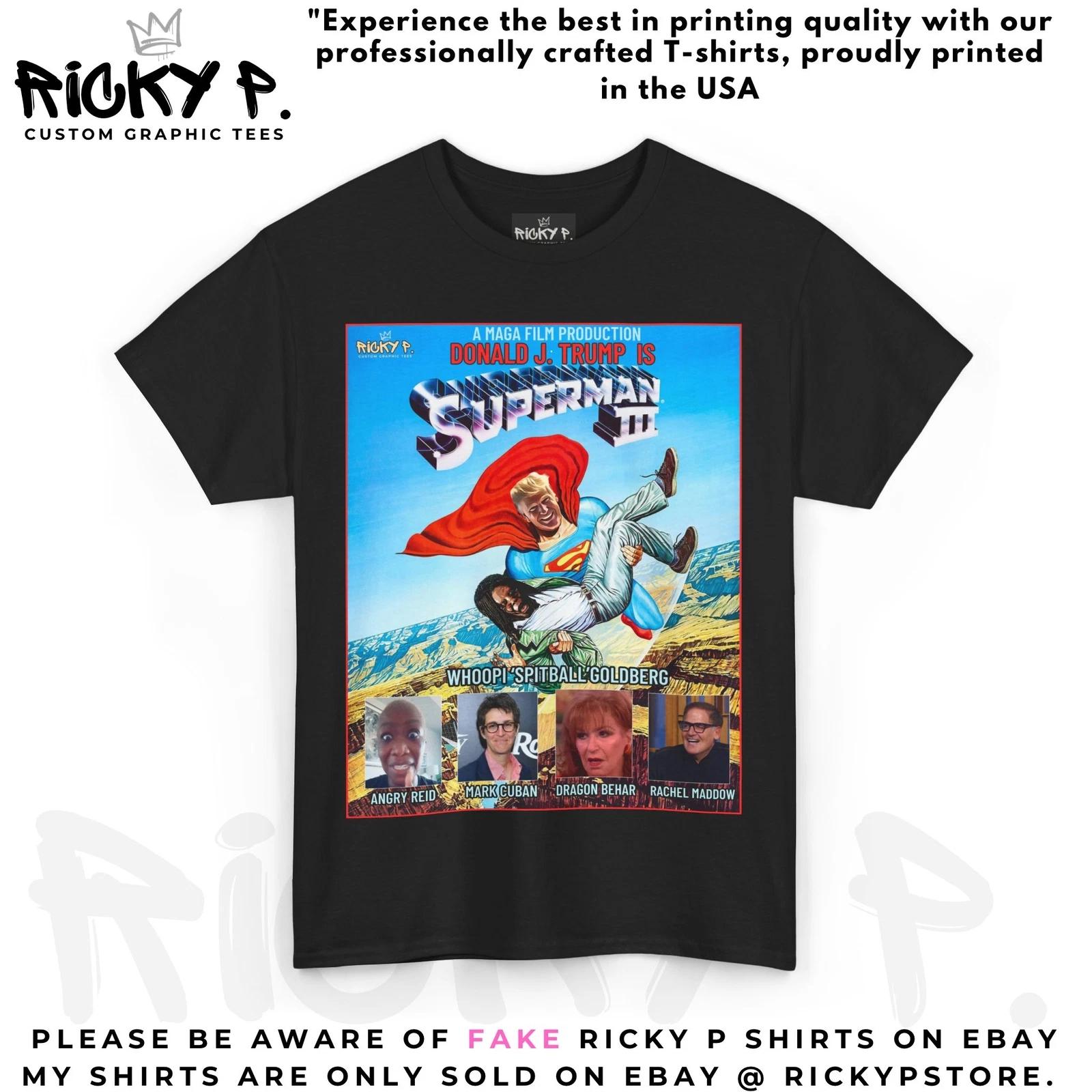 Donald Trump As Superman Vs The Media Parody 100% Cotton T-shirt Mens Womens Tees Top 4XL