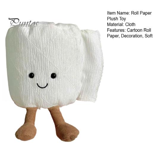 Toilet Roll Plushie Cartoon Paper Plush Toy, Stuffed Smiling Decoration, Rolled Soft Handmade for Home Bedroom PP Cotton Toy