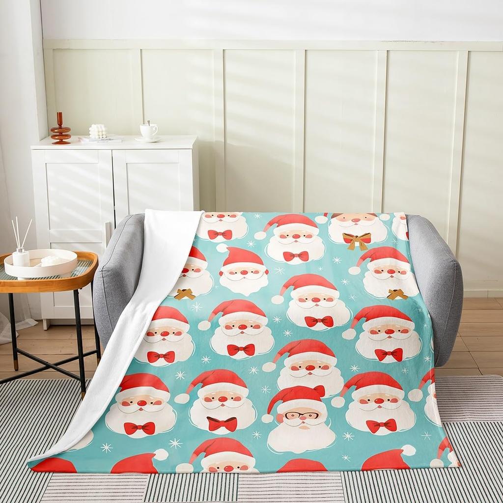 Christmas Flannel Fleece Throw Blanket Xmas Theme Fuzzy Blanket Throw for Kids Boys Girls Teens Bedroom Decor Black African