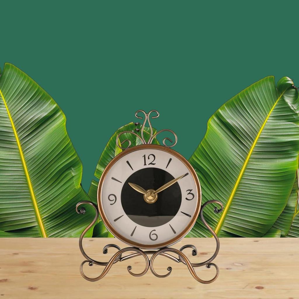 Analog Bordsklocka Antik Stil 10 Tum Urtavla 6 Tum Skrivbordsklocka Konst Unik För Hemkontorsinredning Metall Järn Glas