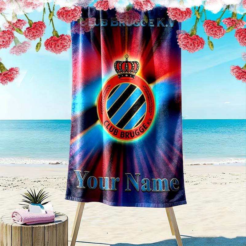 Name Custom Club Brugge Logo Print Beach Towel, Large Soft Quick Dry Towel for Beach Camping Swimming