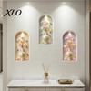 2D Archway Decals 3Pcs Arched Flower Wall Stickers, Boho Style Floral Plant Decals, Self Adhesive PVC Peel And Stick Wallpaper for Waterproof Stickers