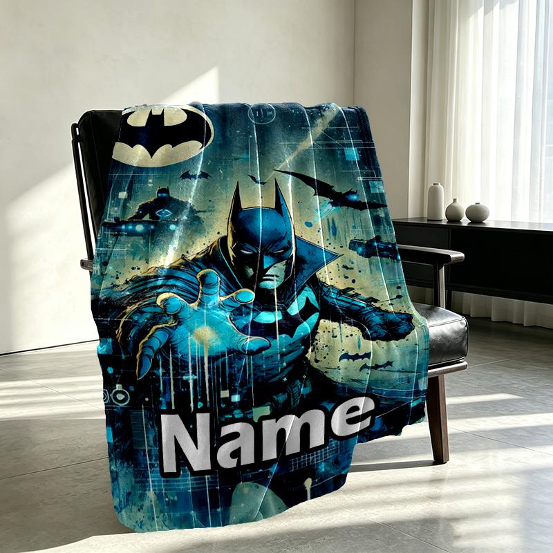 Custom Name Personalized Batman Print Blanket, Home Decor, Bedroom, Sofa, Camping, Couch, Gifts for Birthday Christmas