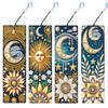 4Pcs Special Shaped Colorful Pattern Diamond Bookmark Art Project DIY Diamond Bookmark with Crystal Pendant for Reading Day Gift