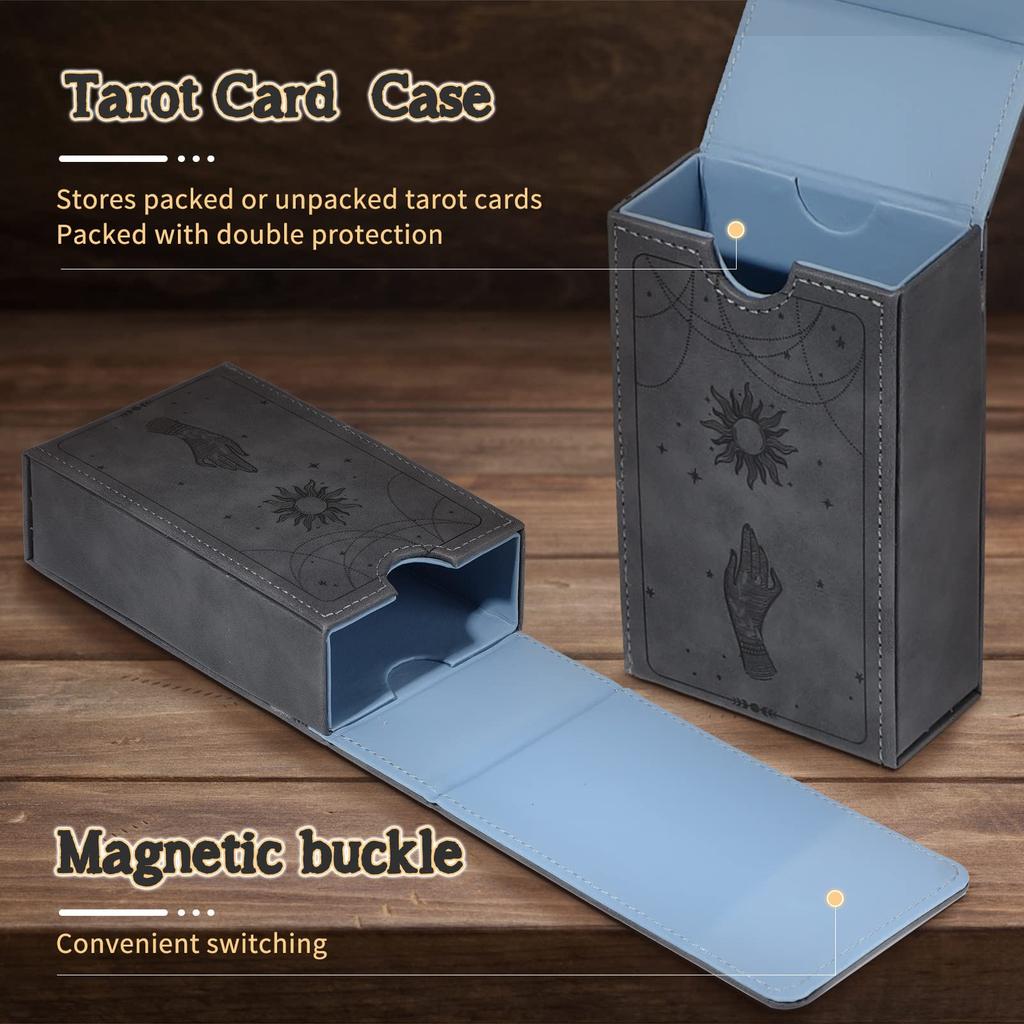 Estuche Protector de Cuero PU para Cartas de Tarot Luna Cartas de Juego para Tarot Se Adapta a la Mayoría de las Barajas Oráculo Góticas de Tamaño Estándar Estuche, Diseño, Soporte, Barajas, (Estilo Sol)