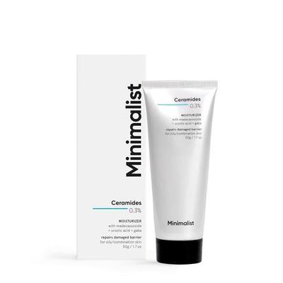 Minimalistische 0,3 % Ceramid-Feuchtigkeitscreme für das Gesicht zur Barrierereparatur | Ölfreie reparierende Feuchtigkeitsgelcreme für das Gesicht bei fettiger Haut | 50 g