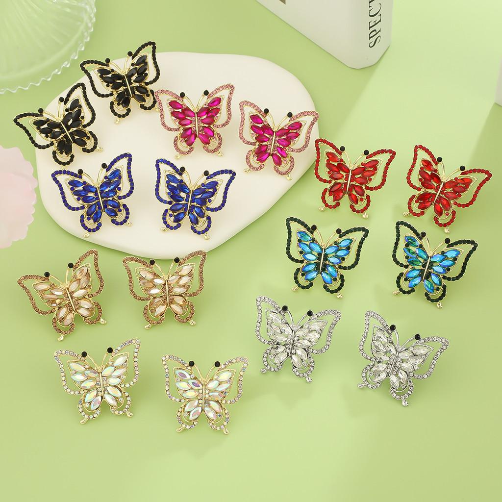Korean Style Fashion Butterfly Jewelry With Dazzling Rhinestones For Casual Wear
