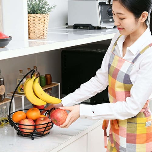 YAMAZEN Banana Stand, Fruit Basket, Storage Basket for Snacks, Kitchen Storage, Hanging Bananas, 27cm Wide x 29.5cm Deep x 36.5cm High, Black, DBS-273