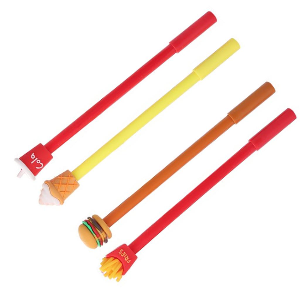 60Pcs Cartoon Gel Pen French Fries Coke Hamburger Ice Cream Cute Nontoxic Gel Ink Pen 0.5mm