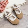 Women's Fleece-Lined Thick-Soled Winter Bean Shoes, Flat, Slip-On, Furry Cotton, Plus Size Available.