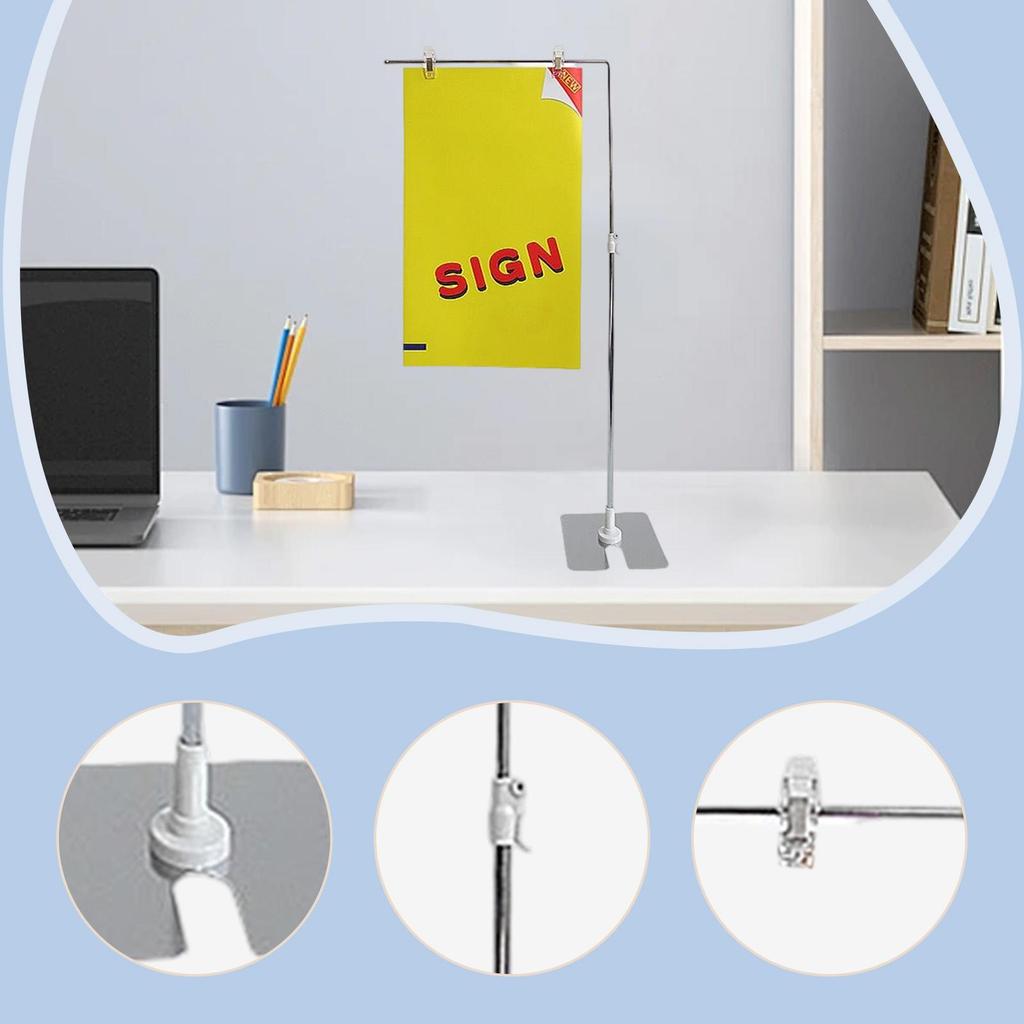 Poster Stand Adjustable Height for Table Sturdy Retractable Movable Clips Multipurpose Banner Holder Sign Holder Sign Stand