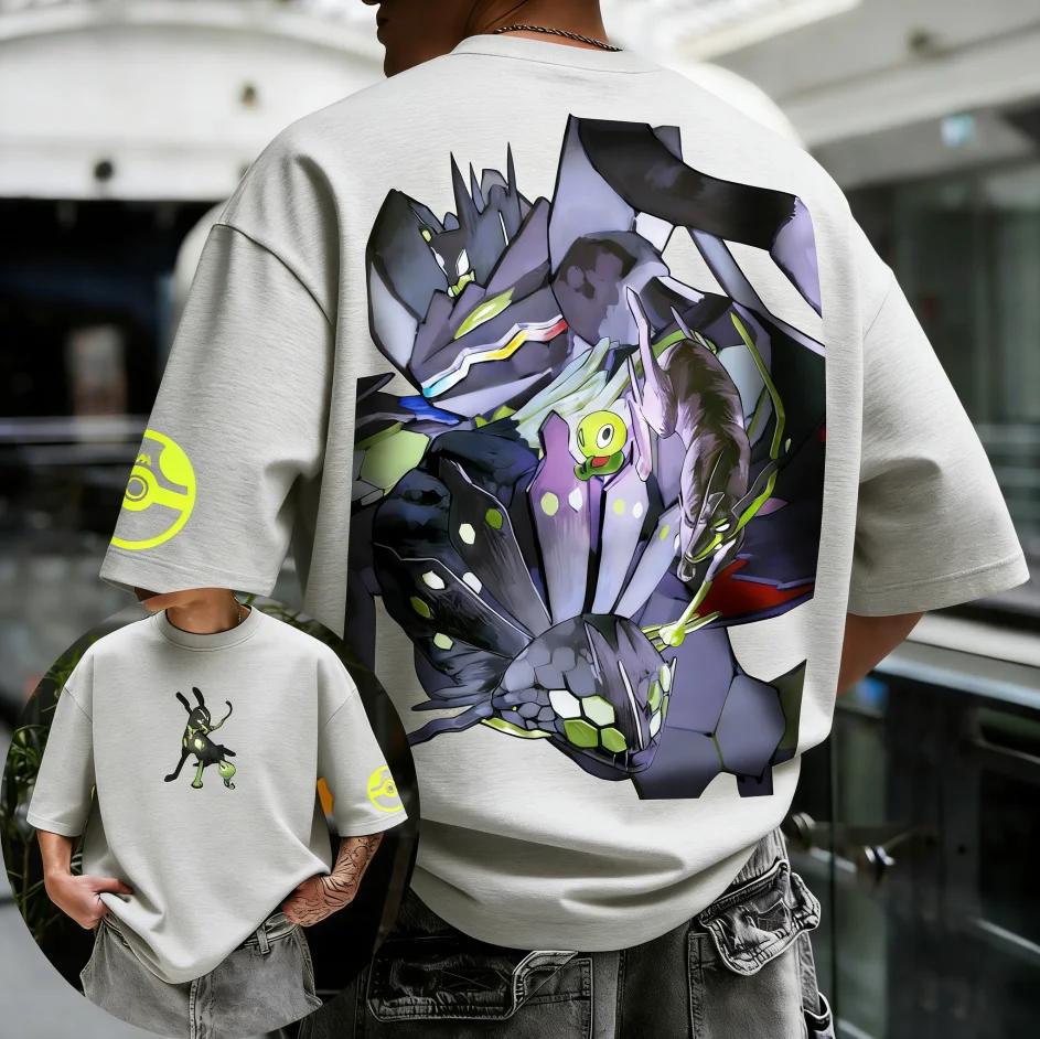 Pokemon 2026 Summer Men Cotton T - Shirt Streetwear Gengar & Spiritomb Fusion Print Oversized Casual Daily Wear Anime Fans Gift