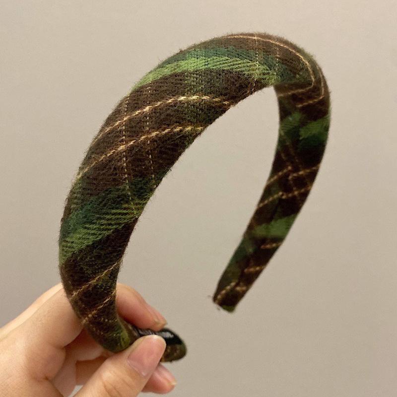 

Винтажный шлифованный клетчатый тканевый ободок для волос с губкой шириной 3 см для женщин и девочек, для повседневного наряда, для шопинга, для пресса, аксессуары для волос