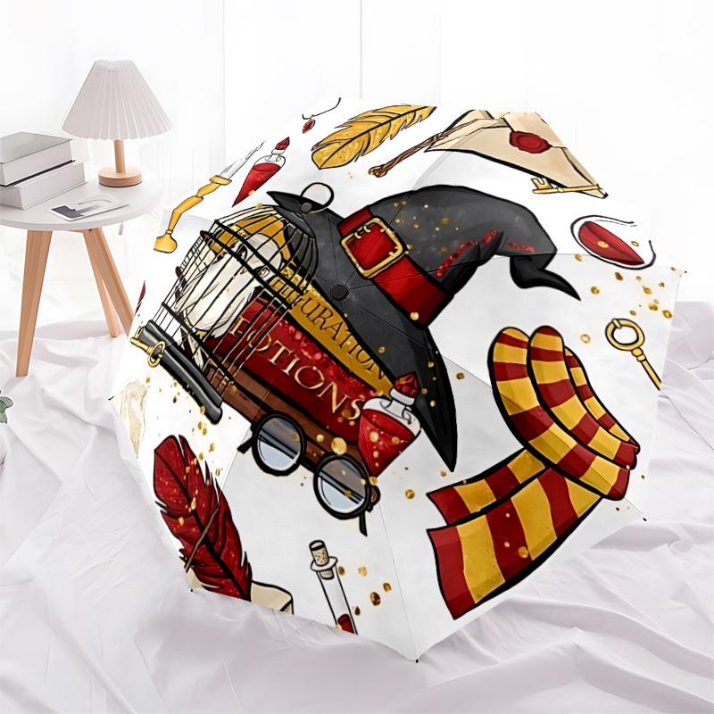 1pc Wizarding World Automatic Folding Umbrella - Sturdy 8-Rib Polyester Canopy,Sun-Defying Travel Companion Yy251023115