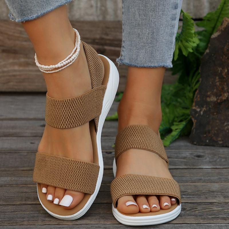 Fashion Women's Sandals Knit Elastic Cloth Sandals Comfortable Wedge Sandals Plus Size Lightweight Walking Sandal Slip on Summer Shoes