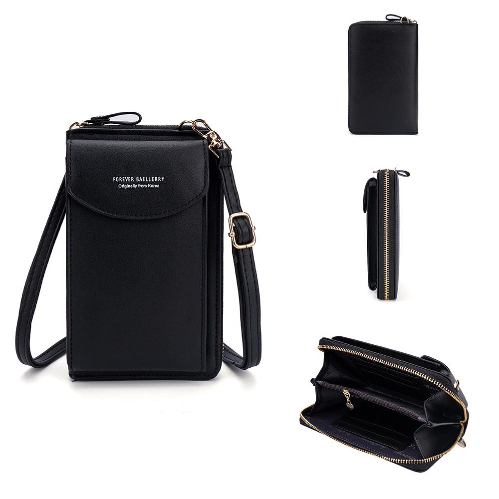 Baellerry Women s Korean Style Crossbody Phone Bag with Buckle - New Short Design чёрный