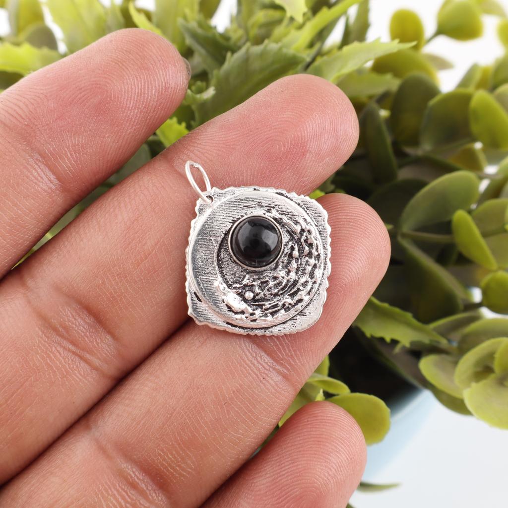 Svart turmalin anheng edelstenssmykker, 925 solid sterling sølv anheng, håndlagde fantastiske anhengssmykker