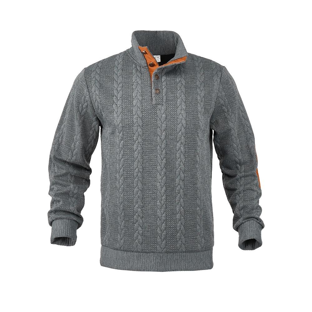 Frühling/Herbst Schwergewicht Jacquard Herren Button-Down Stehkragen Patchwork Henley Langarm Casual Sweatshirt