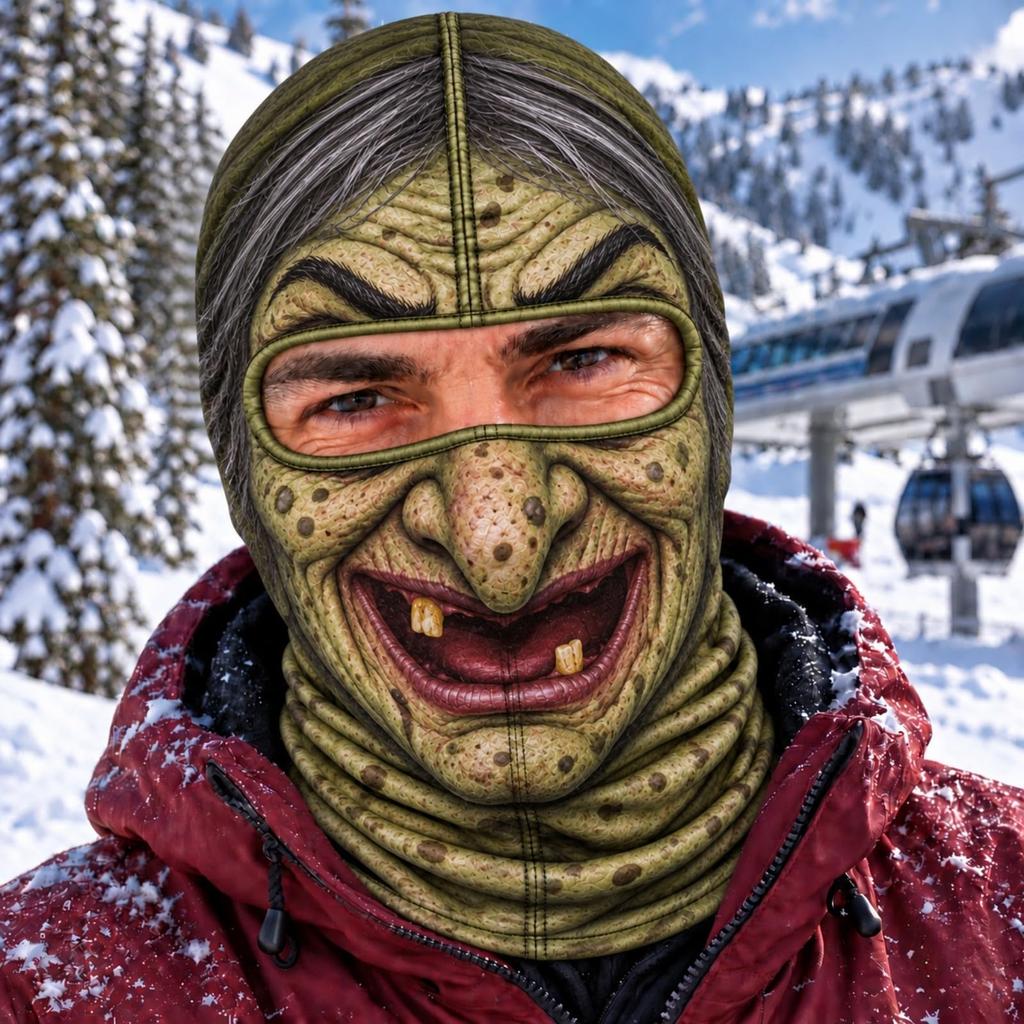 Gorro Bufanda de Esquí Divertido con Estampado 3D de Invierno para Hombres, para Deportes al Aire Libre