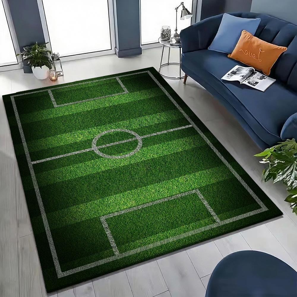 Green Soccer Field Indoor Rug Soft Nonslip Carpet For Living Room Play Area Hallway Home Party Decor Valentine'S Day Gift