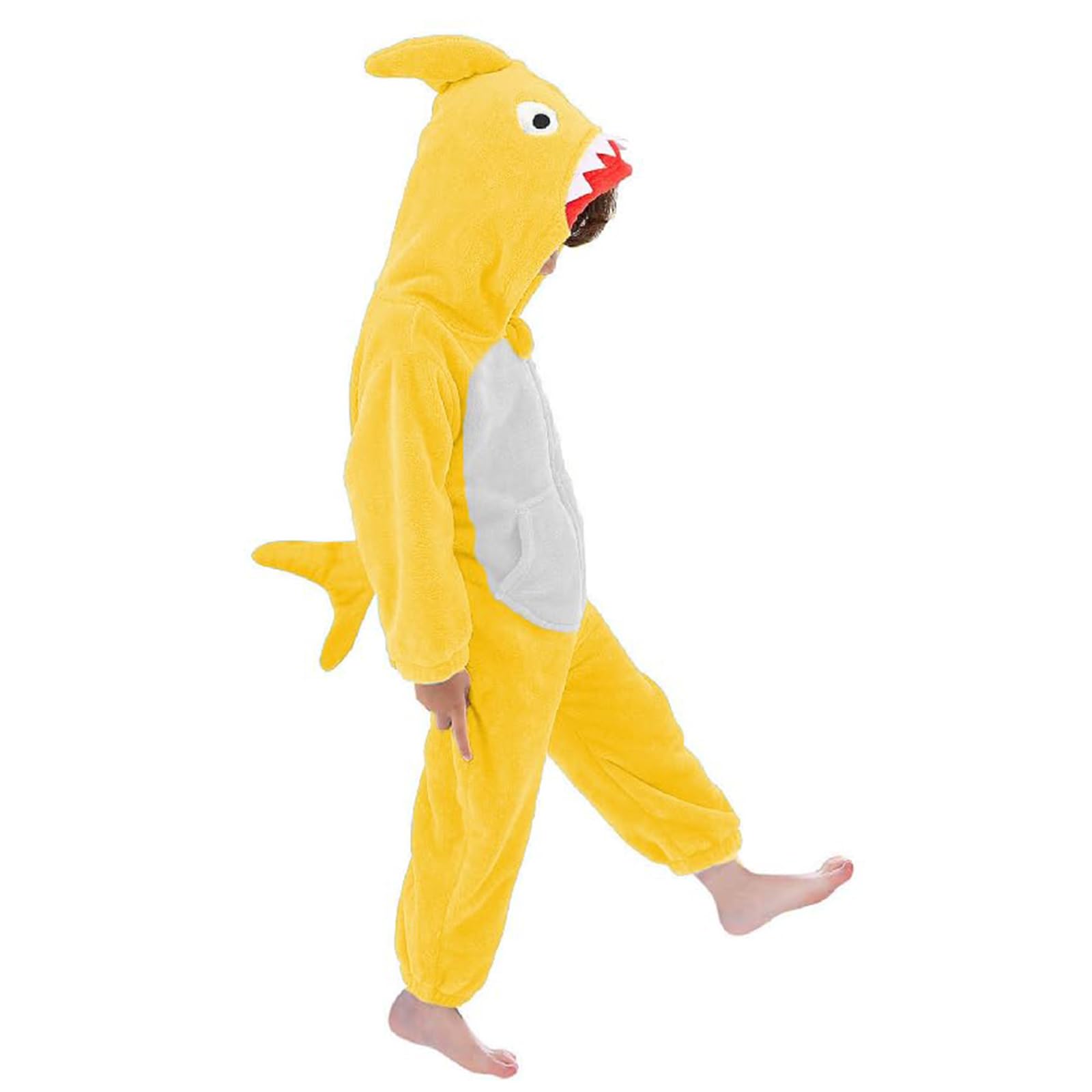 

LOLANTA Детский кигуруми акула, детский комбинезон, костюм на Хэллоуин, костюм на Рождество, желтый, размеры 90-105