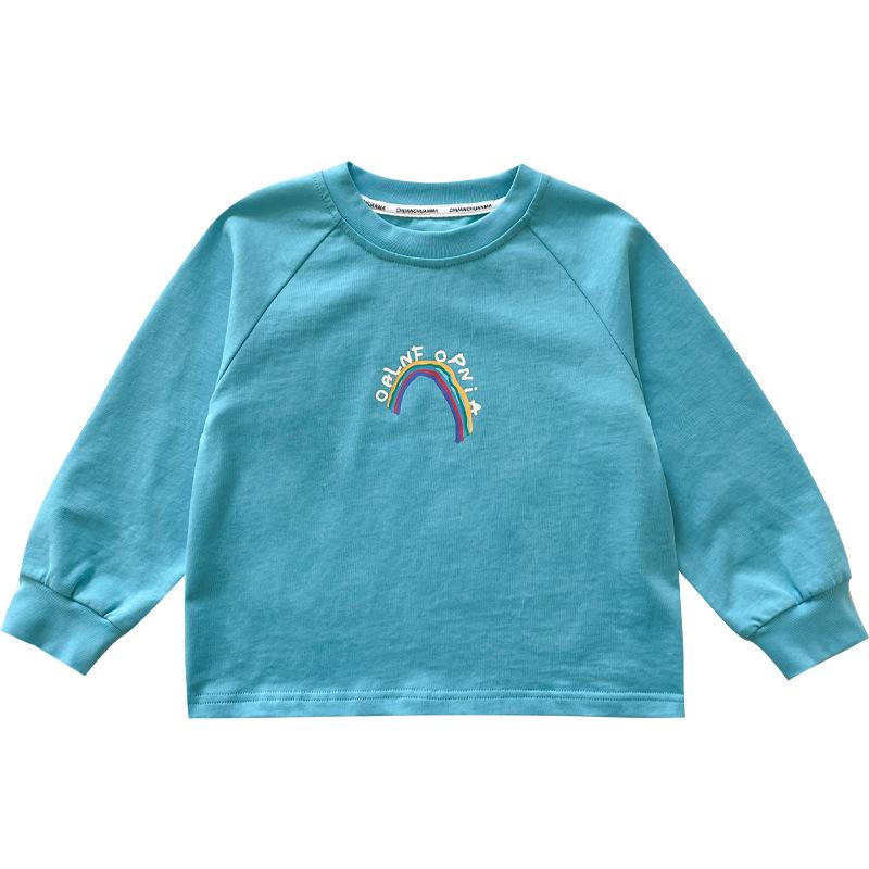 Nausicaa 2025 Spring Rainbow Letter T-shirt for Kids – All-match Loose Top for Boys & Girls