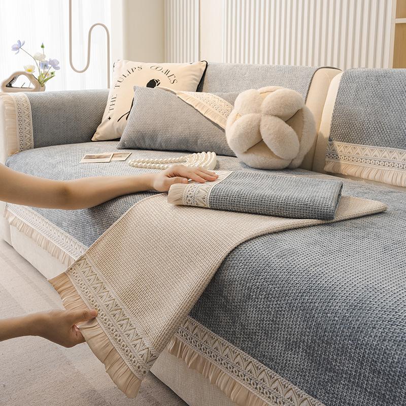 New Chenille Sofa Cushion Four Seasons Universal Light Luxury High Sense Seat Cushion Non-Slip Leather Sofa Cover Cover Cloth