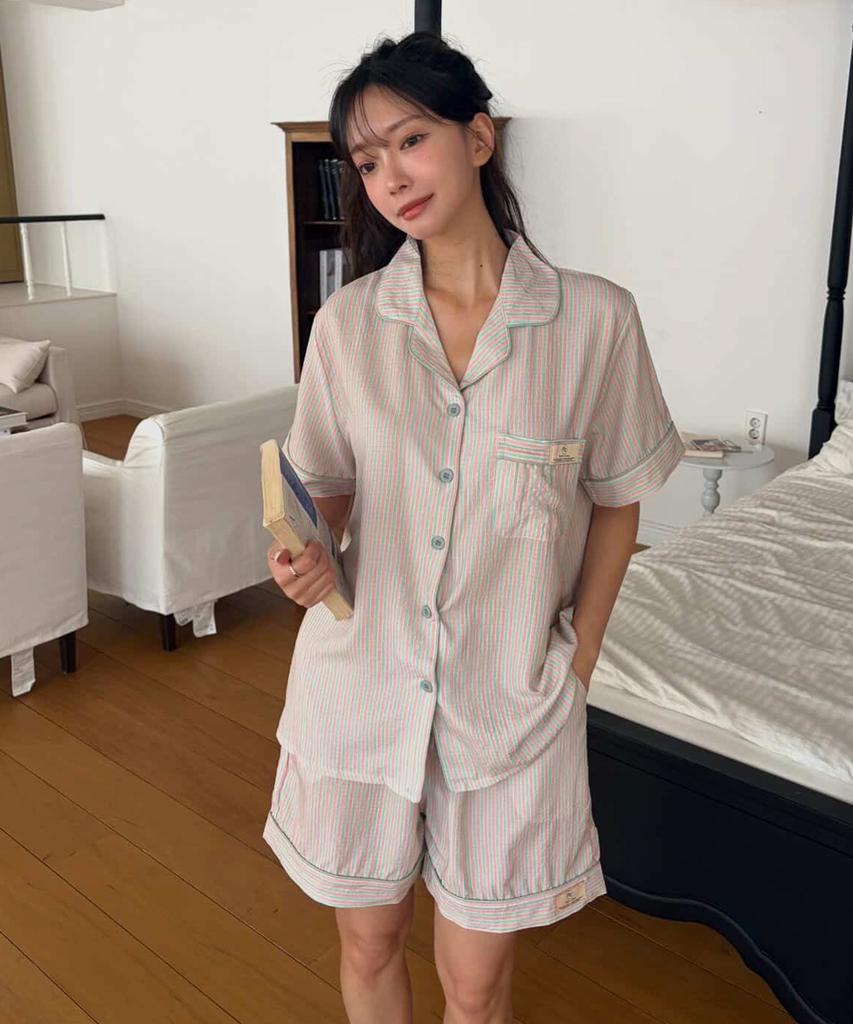 Pingkeujon [Set] 26Ss Unisex Short-Sleeve Pajama Set (Top & Bottom) Collection Of 27 Types At A Uniform Price