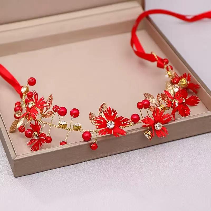 Tiara de Guirlanda de Flores Super Fada - Coroa de Noiva Estilo Mori Girl com Véu de Casamento Coreano Doce