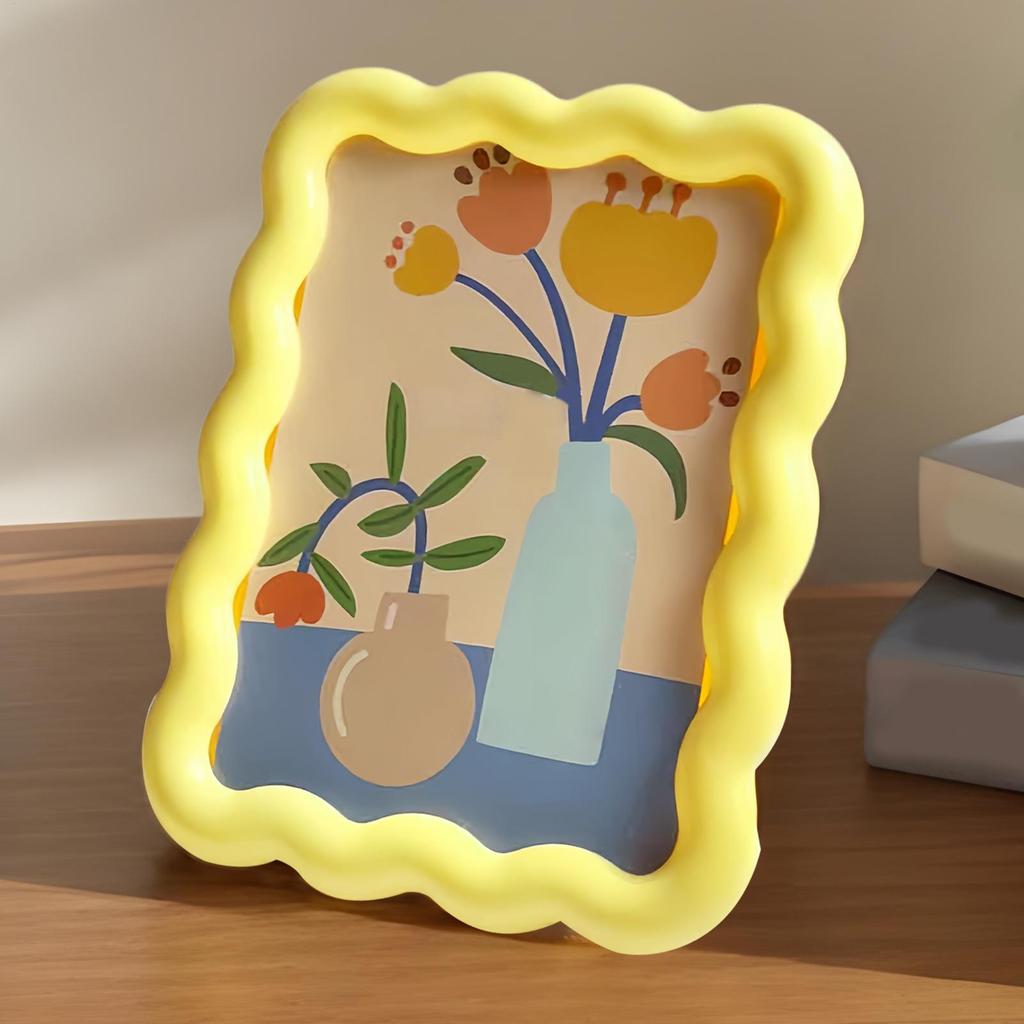 Rámeček na fotky Roztomilé žluté rámečky na obrázky Dekorativní stolní ozdoba Domácí dekorace na svatbu Kolejní pokoj Plocha Statek