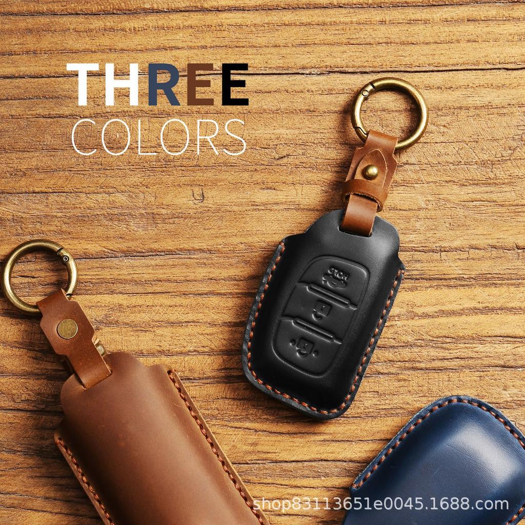 Leather Car Key Cover Case Protection Shell For Hyundai Ix25 Ix35 Ix45 I10 I20 Hb20 Elantra Solaris Sonata Santa Fe Sport Tucson