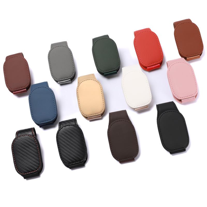 Multi-Function Leather Car Visor Storage Clip for Sunglasses and Cards