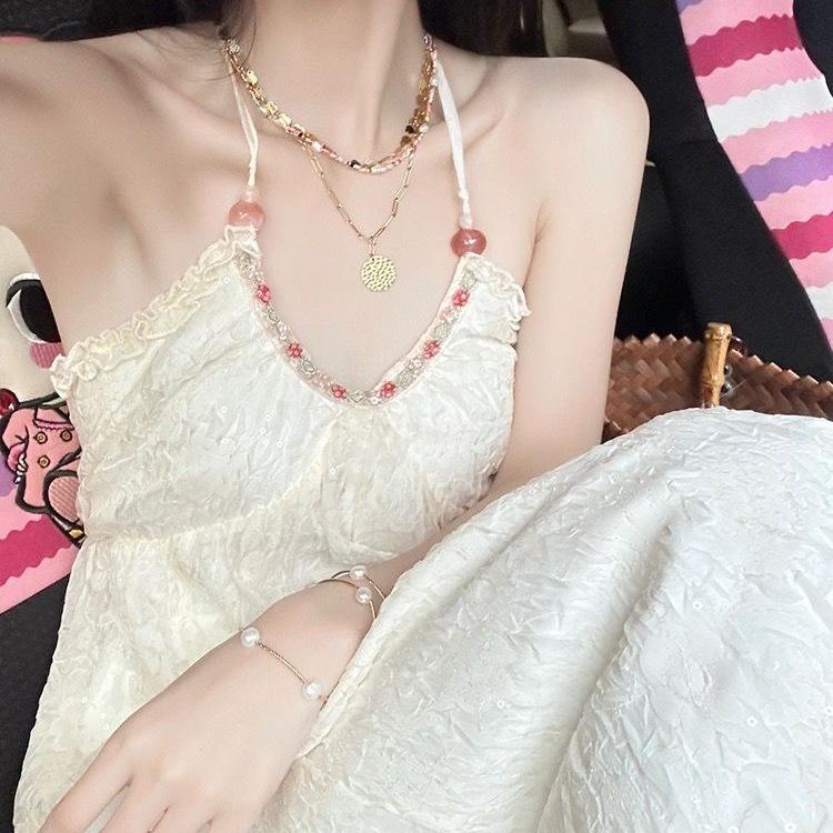 White Beach Backless Spaghetti Strap Maxi Dress - 2026 Summer Fairy