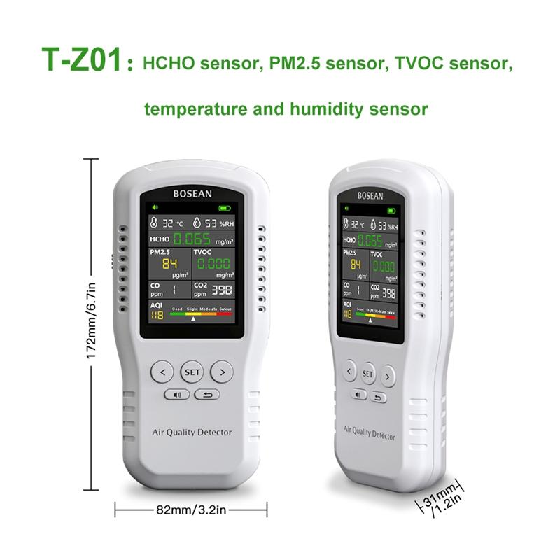 2026 Multifunctional Air Quality Monitor CO2 CO PM2.5 HCHO TVOC Temperature Humidity Meter Home Air Quality Detector Real Sensor Voice Alarm for Home