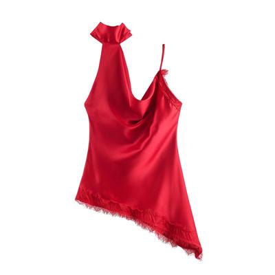 Frühling 2026 Europäischer und Amerikanischer Stil Damen Patchwork Lingerie-Stil Top - Sexy und Modisch