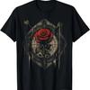 Gothic Aesthetic Red Flowers Rose Church Window Witchcraft T-Shirt