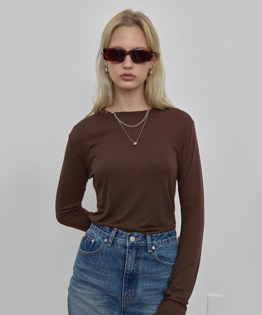 NUAKLE Slim Silk T-Shirt_Brown