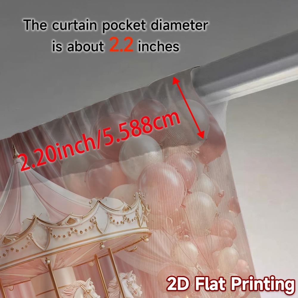 2pcs, 2D FLAT PRINTING Curtains (Without Rod) Carousel Bliss Chic Chic Curtain Versatile 100% Polyester Curtains Home Decor