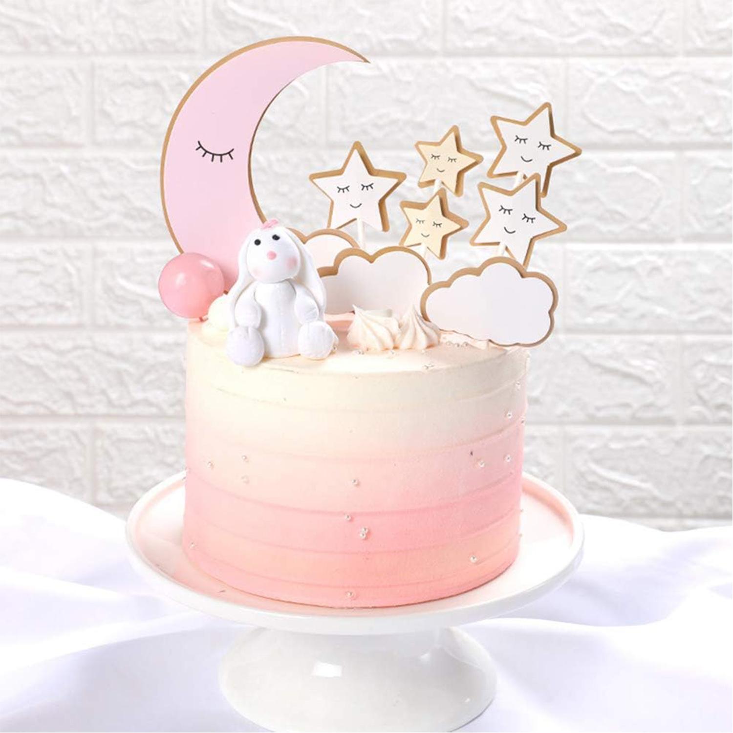 

18 Pcs Moon Star Cake Toppers Cloud Cupcake Picks Paper Baking Decoration for Baby Shower Birthday Wedding Anniversary Party