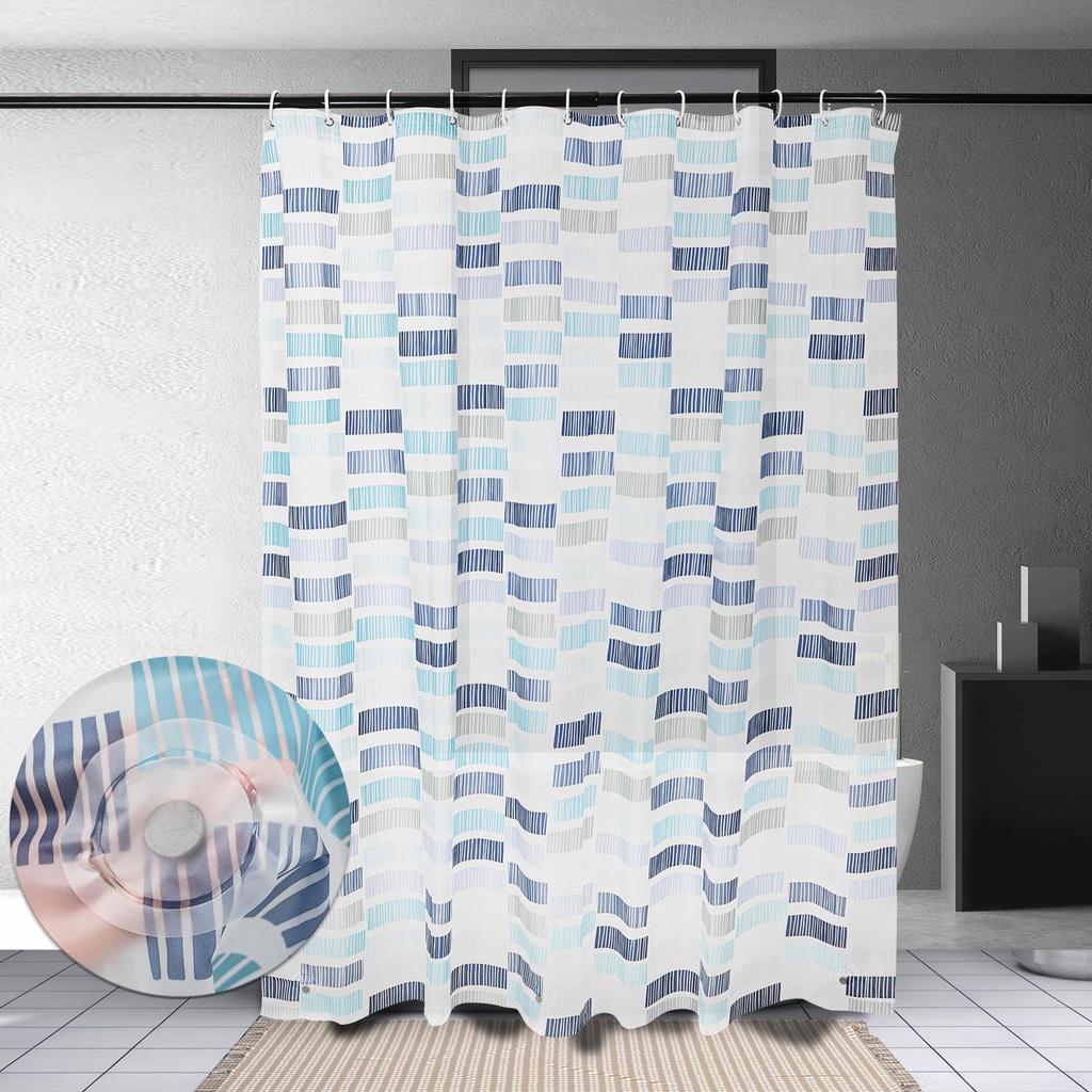 3D Printed PEVA Shower Curtain with Hooks – Thick, Waterproof, Mildew-Resistant Bathroom Partition