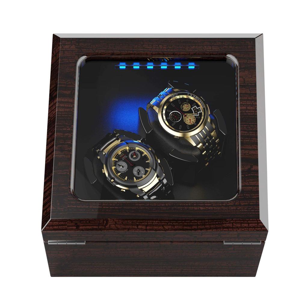 INCLAKE Winding Winds 2 Automatic Watch Watch Watch Winder with LED Equipped with Japanese Mabuchi Quiet For Men and Watches Bark Machine, Watches,