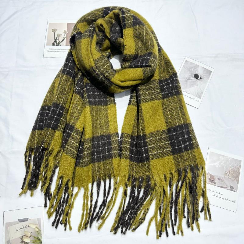 Новый осенне-зимний шарф высокого класса, новый стиль, широкий и утолщенный клетчатый шарф из имитации кашемира, мужской шарф, согревающий шею, большая клетчатая шаль